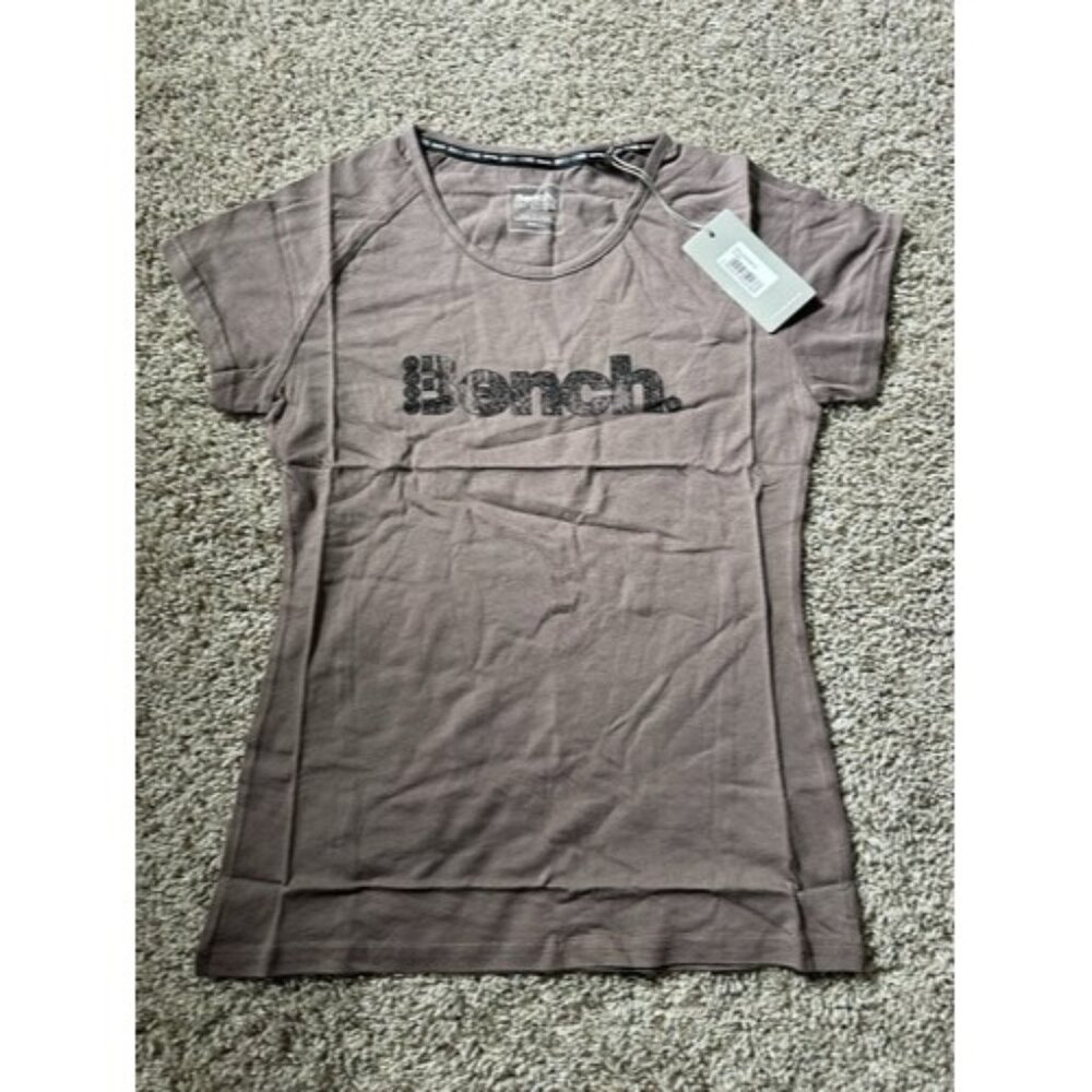 Bench Womens Brown Scoop Neck Short Sleeve Pull Over Size Small Active Tee